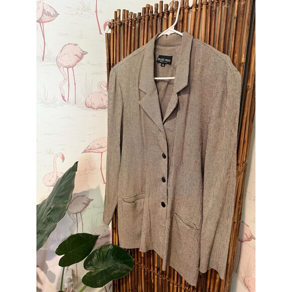 Vintage Ellen Figg Brown Houndstooth Blazer and Pants Suit Set Size 12/14 - Picture 3 of 8